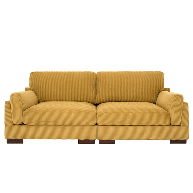 Canapé causeuse moderne en velours côtelé de 228 cm à assise profonde