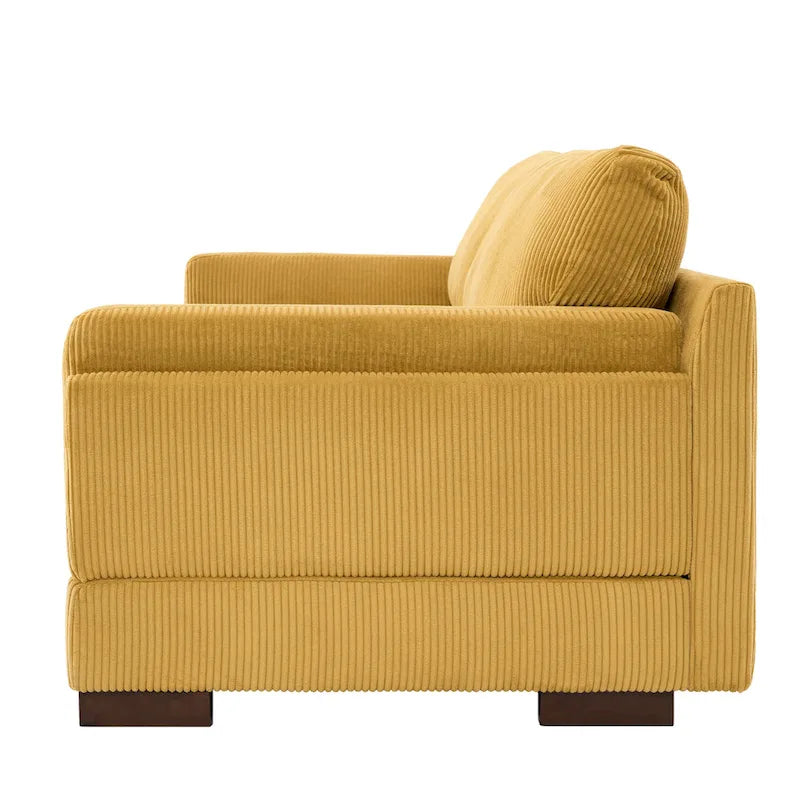 Canapé causeuse moderne en velours côtelé de 228 cm à assise profonde