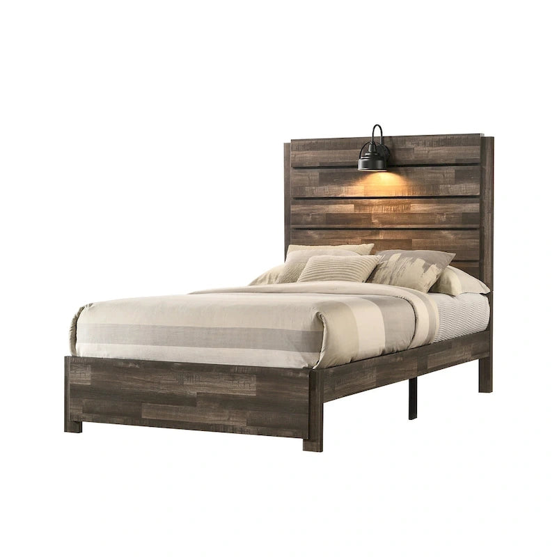 Ensemble de chambre trois pièces marron avec plateforme