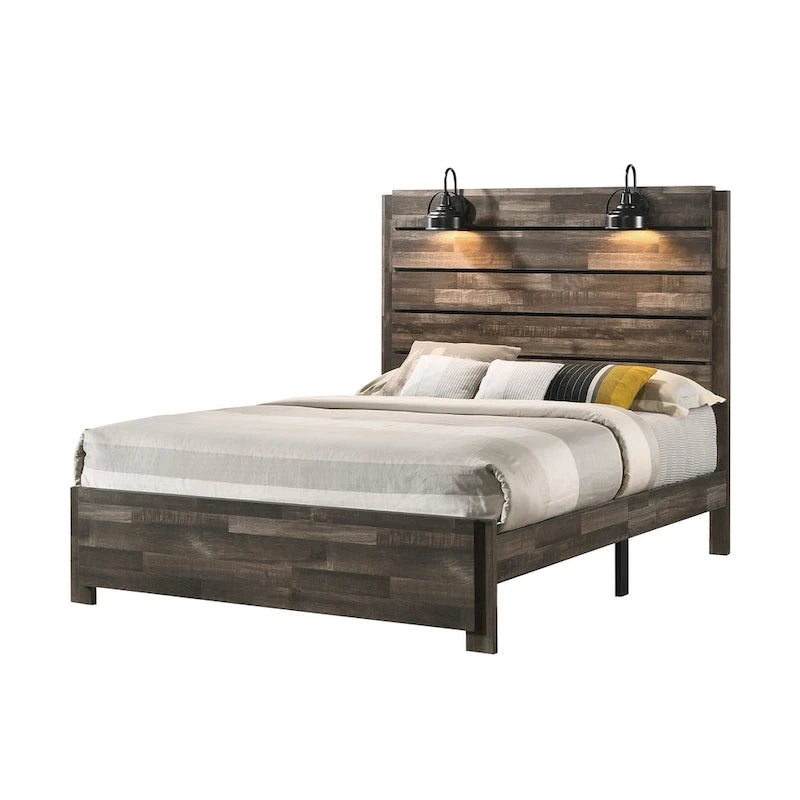 Ensemble de chambre trois pièces marron avec plateforme