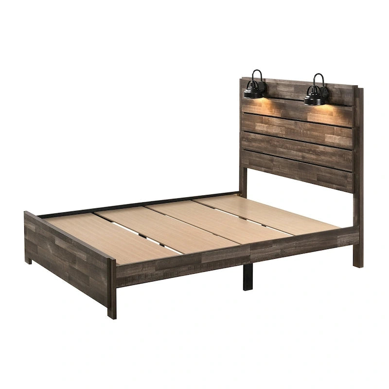 Ensemble de chambre trois pièces marron avec plateforme