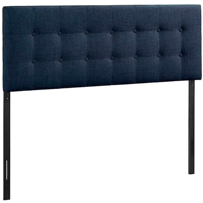 Tête de lit King Size capitonnée en tissu bleu foncé élégant