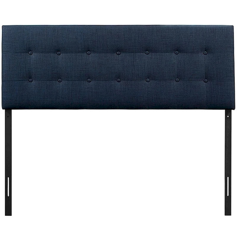Tête de lit King Size capitonnée en tissu bleu foncé élégant