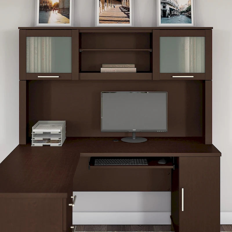 Bureau d'angle et étagère - 59,09 L x 12,50 l x 35,69 H
