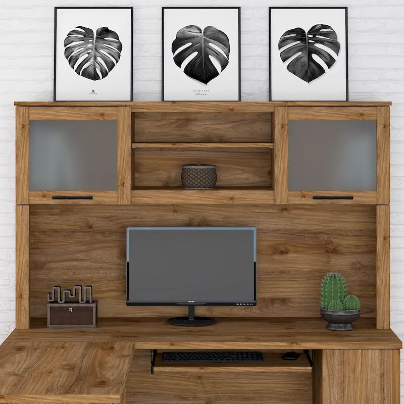 Bureau d'angle et étagère - 59,09 L x 12,50 l x 35,69 H
