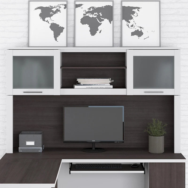 Bureau d'angle et étagère - 59,09 L x 12,50 l x 35,69 H