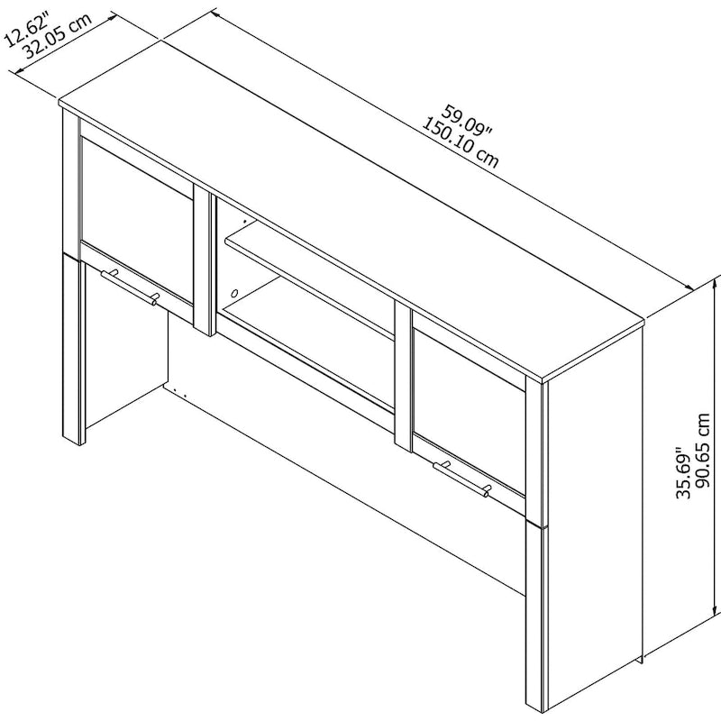 Bureau d'angle et étagère - 59,09 L x 12,50 l x 35,69 H