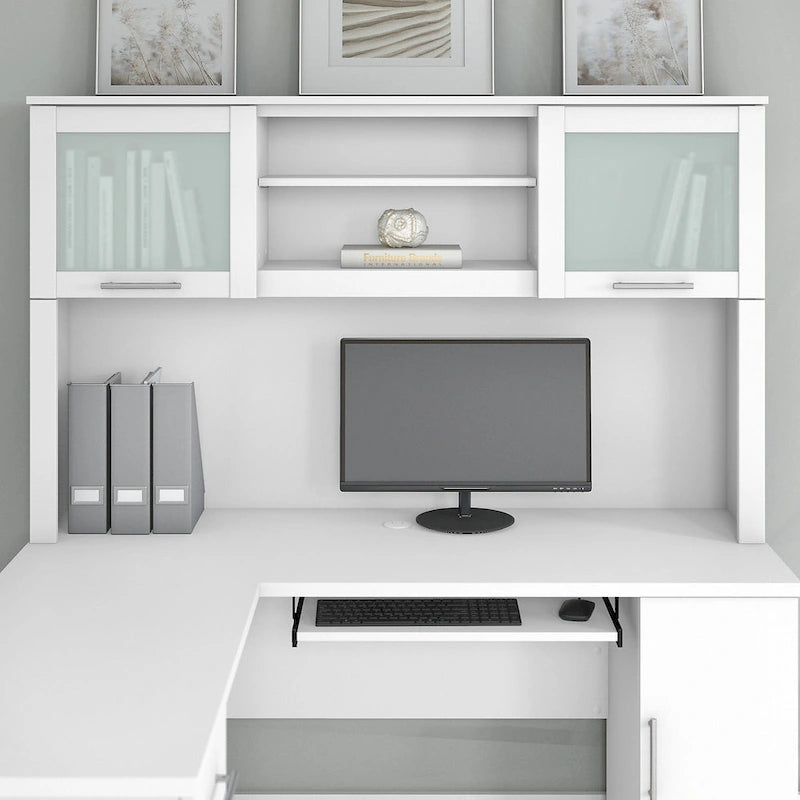 Bureau d'angle et étagère - 59,09 L x 12,50 l x 35,69 H