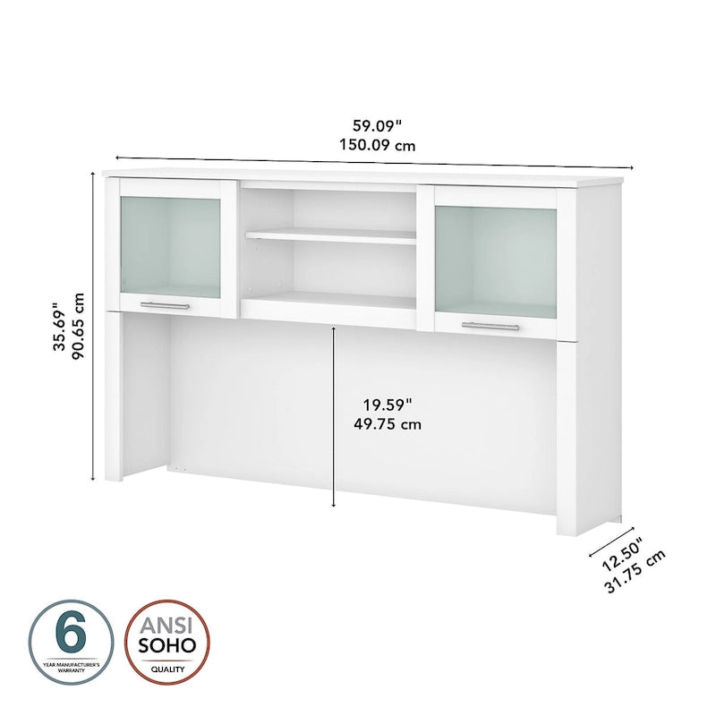 Bureau d'angle et étagère - 59,09 L x 12,50 l x 35,69 H