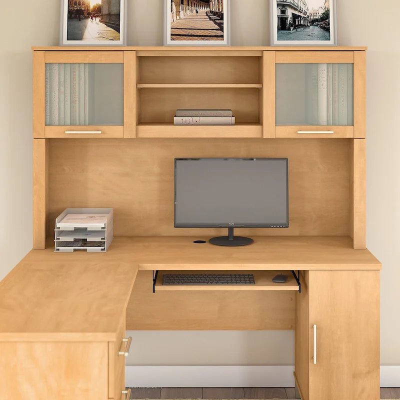 Bureau d'angle et étagère - 59,09 L x 12,50 l x 35,69 H