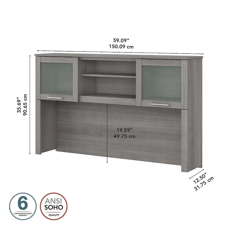 Bureau d'angle et étagère - 59,09 L x 12,50 l x 35,69 H