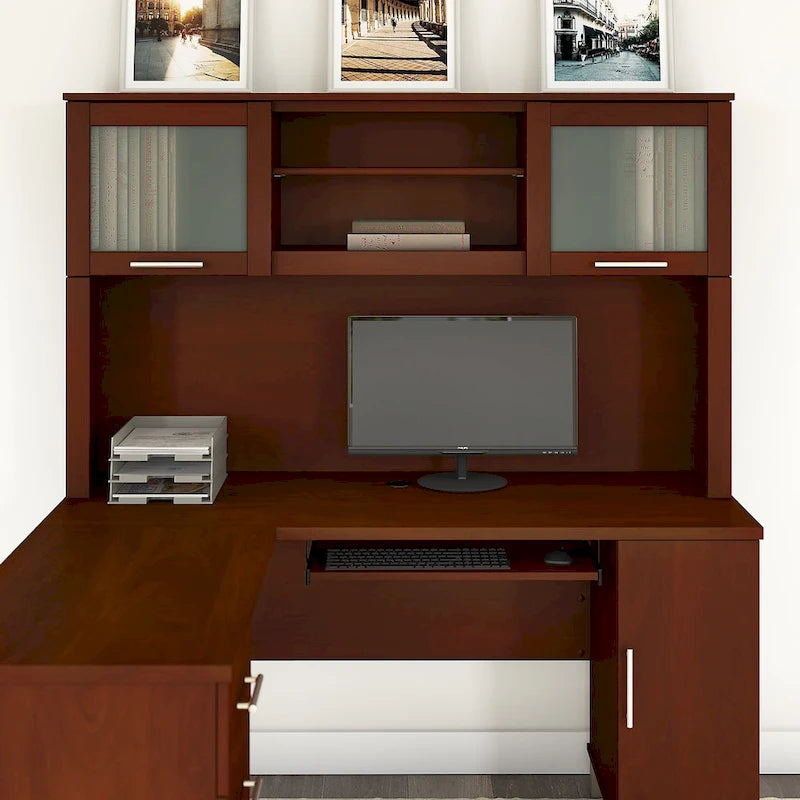 Bureau d'angle et étagère - 59,09 L x 12,50 l x 35,69 H