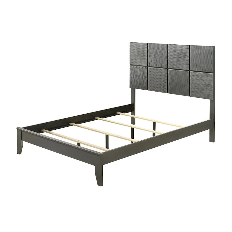 Ensemble de chambre trois pièces avec tête de lit gris acier