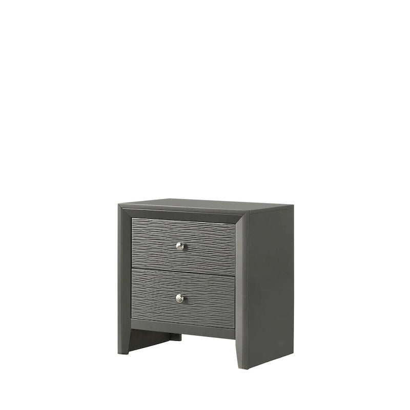 Ensemble de chambre trois pièces avec tête de lit gris acier
