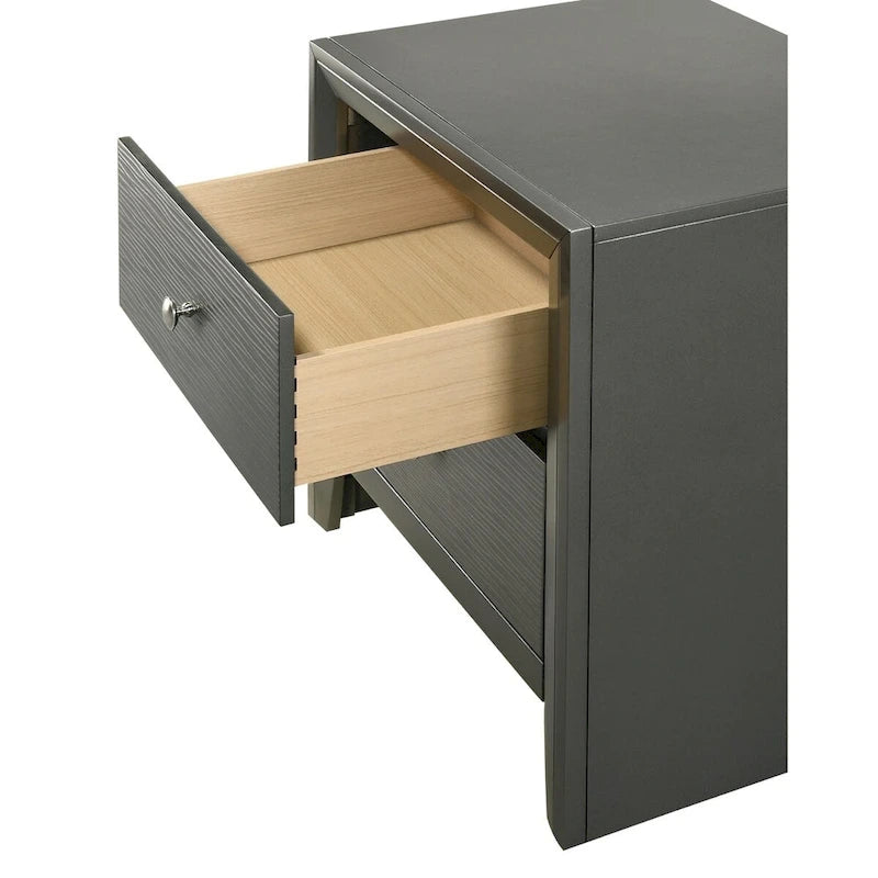 Ensemble de chambre trois pièces avec tête de lit gris acier