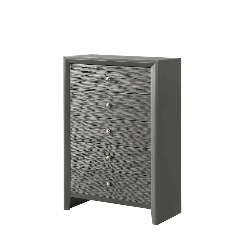 Ensemble de chambre trois pièces avec tête de lit gris acier