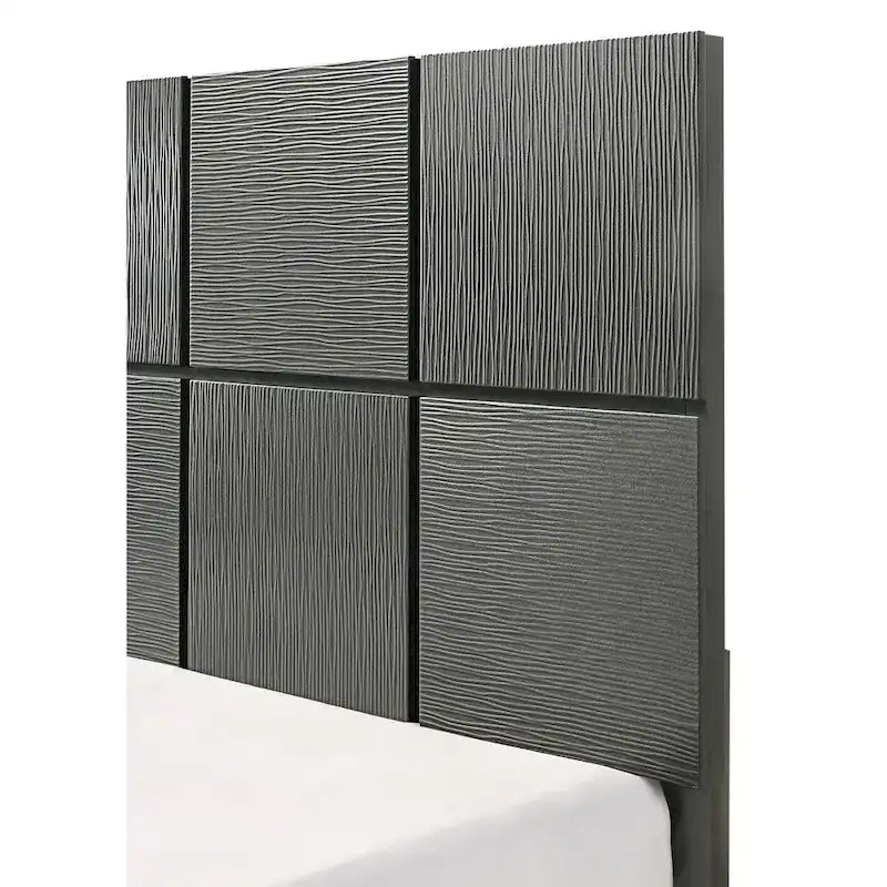 Ensemble de chambre trois pièces avec tête de lit gris acier