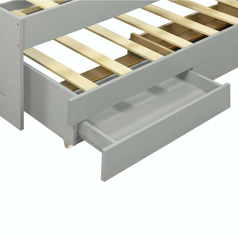 Lit plateforme XL avec tête de lit LED et lit gigogne coulissant