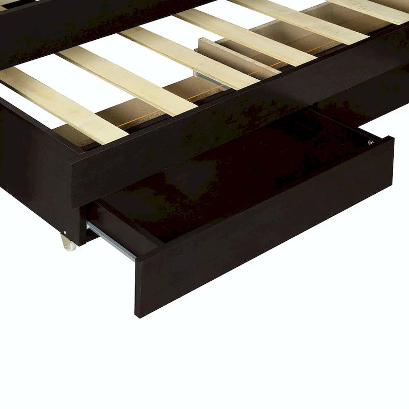 Lit plateforme XL avec tête de lit LED et lit gigogne coulissant