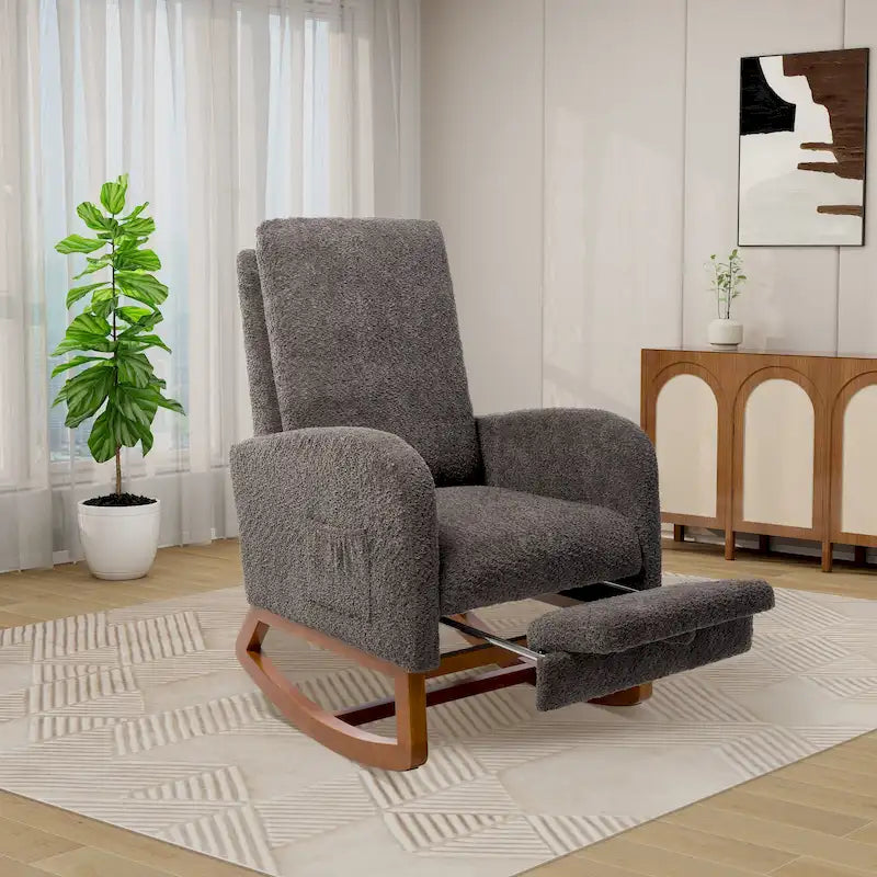 Fauteuil à bascule à dossier haut avec repose-pieds rétractable
