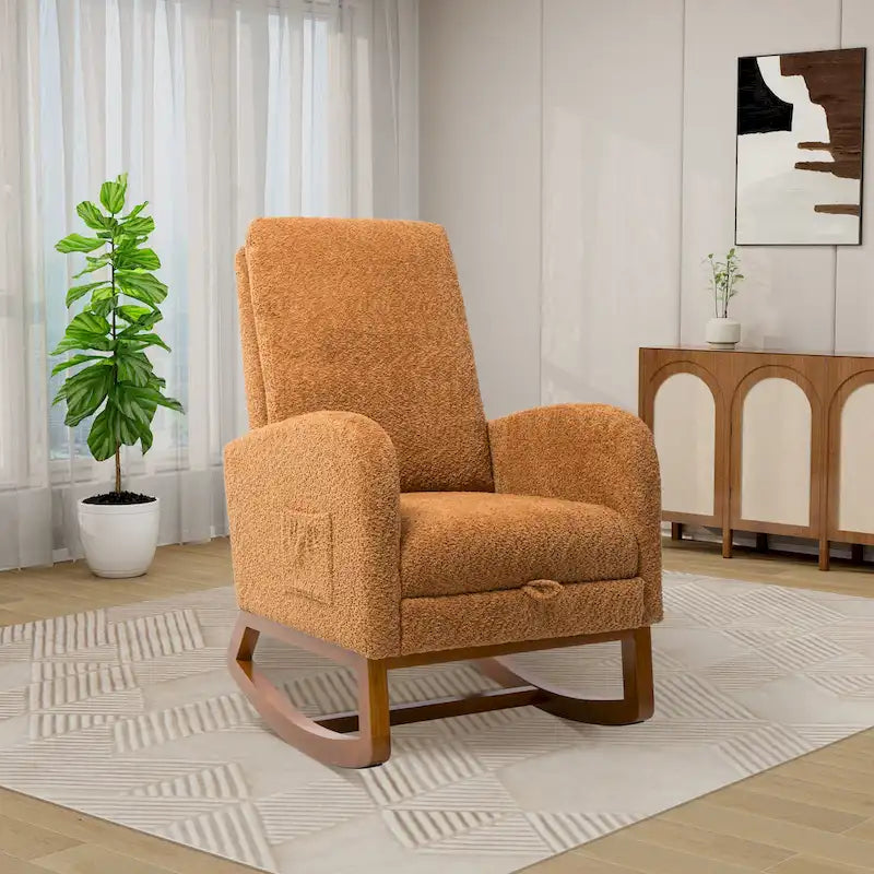 Fauteuil à bascule à dossier haut avec repose-pieds rétractable