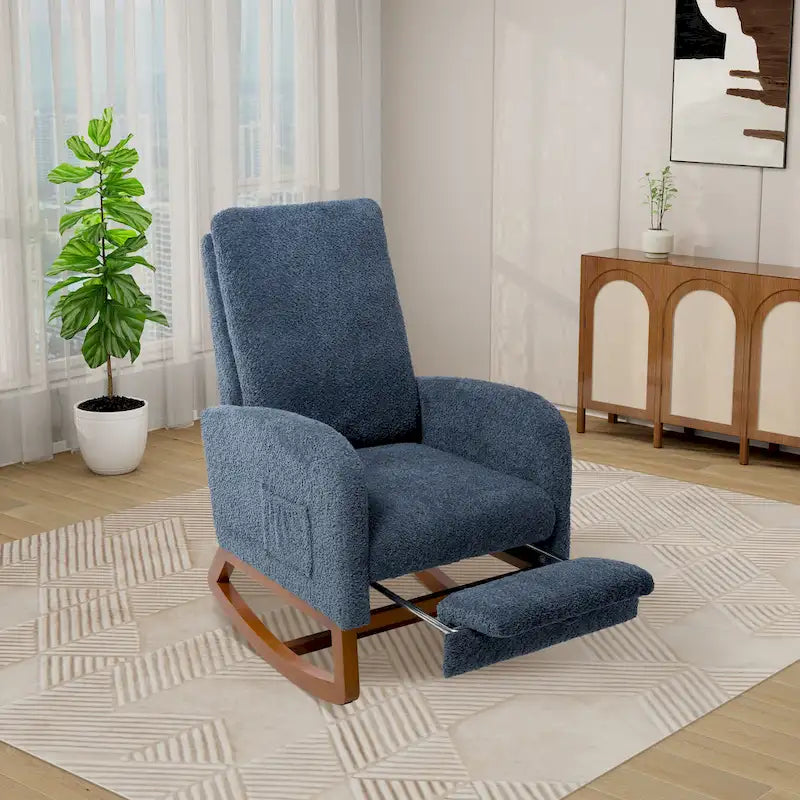 Fauteuil à bascule à dossier haut avec repose-pieds rétractable
