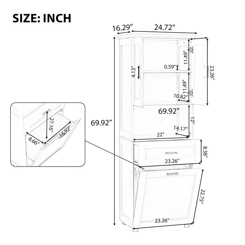 Meuble haut de salle de bain avec panier à linge