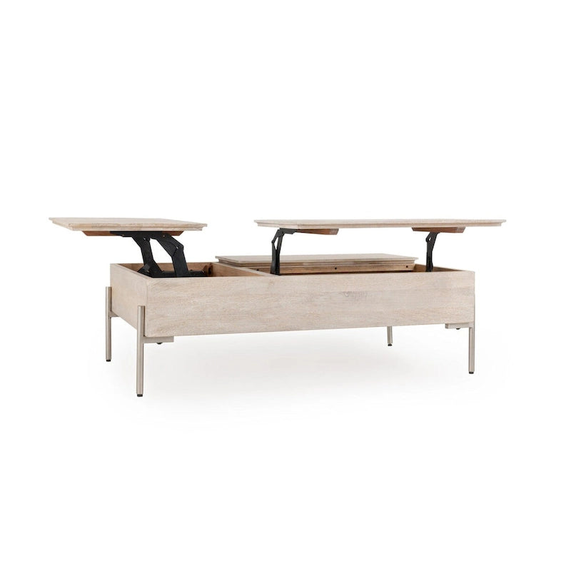 Table basse relevable en bois de manguier blanc