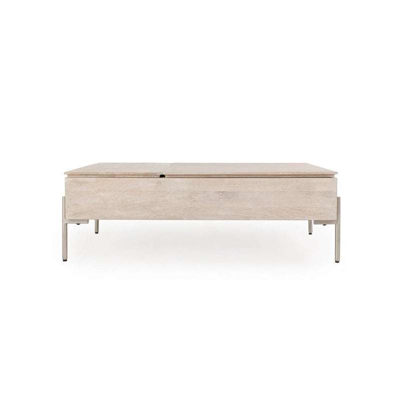 Table basse relevable en bois de manguier blanc