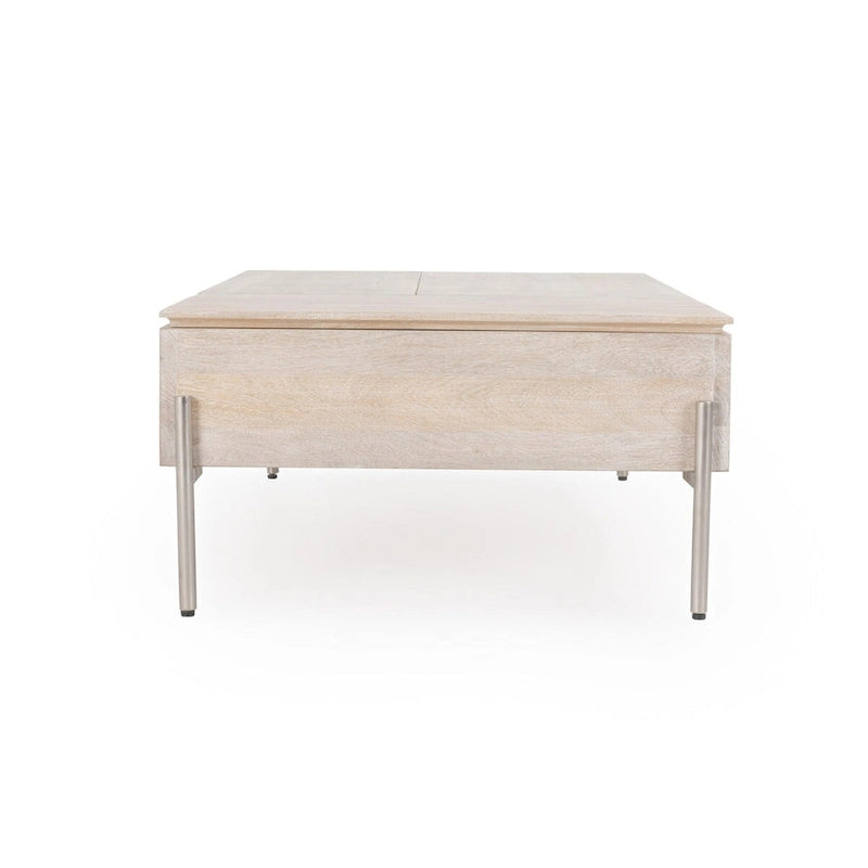 Table basse relevable en bois de manguier blanc