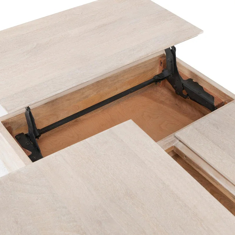 Table basse relevable en bois de manguier blanc