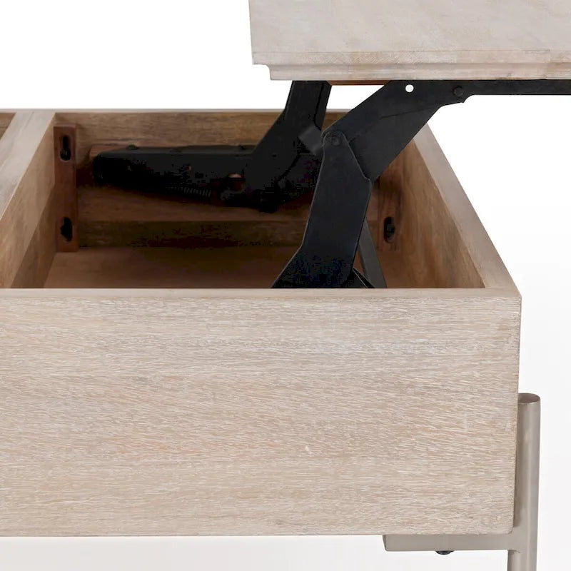 Table basse relevable en bois de manguier blanc