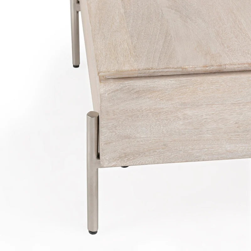 Table basse relevable en bois de manguier blanc