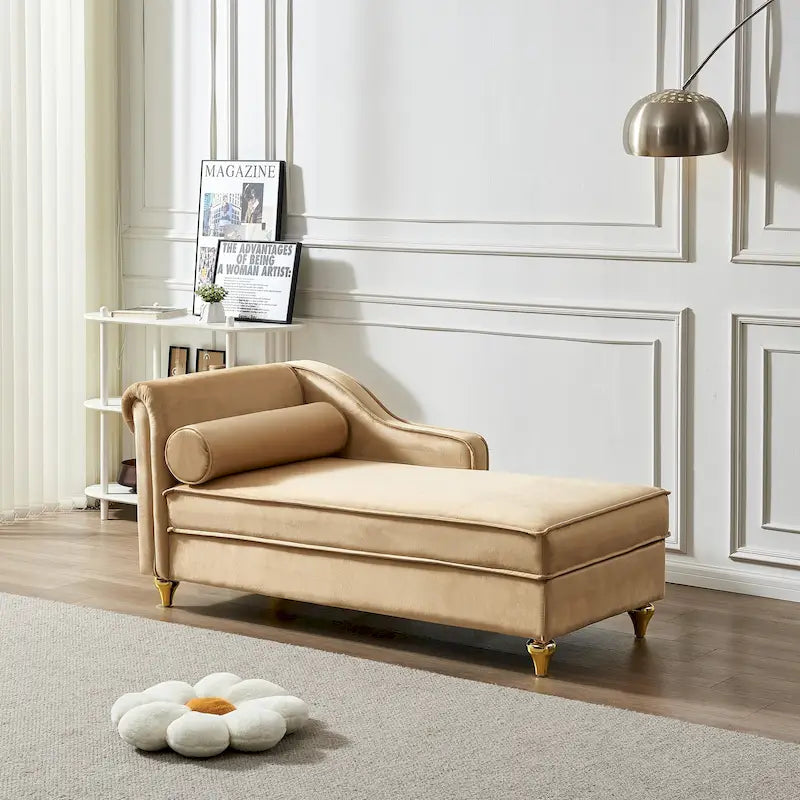 Chaise longue moderne rembourrée en velours avec rangement