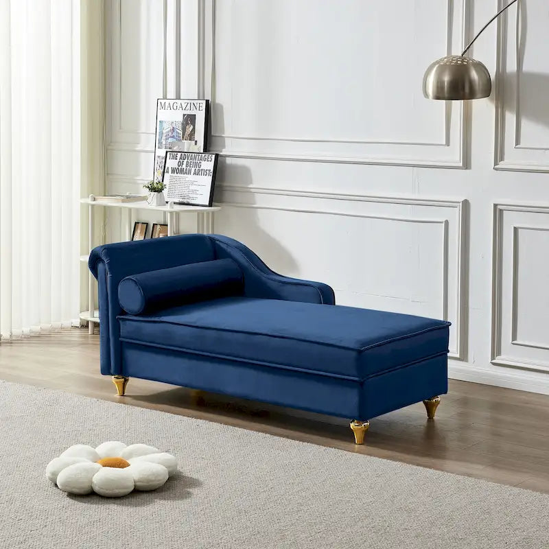 Chaise longue moderne rembourrée en velours avec rangement