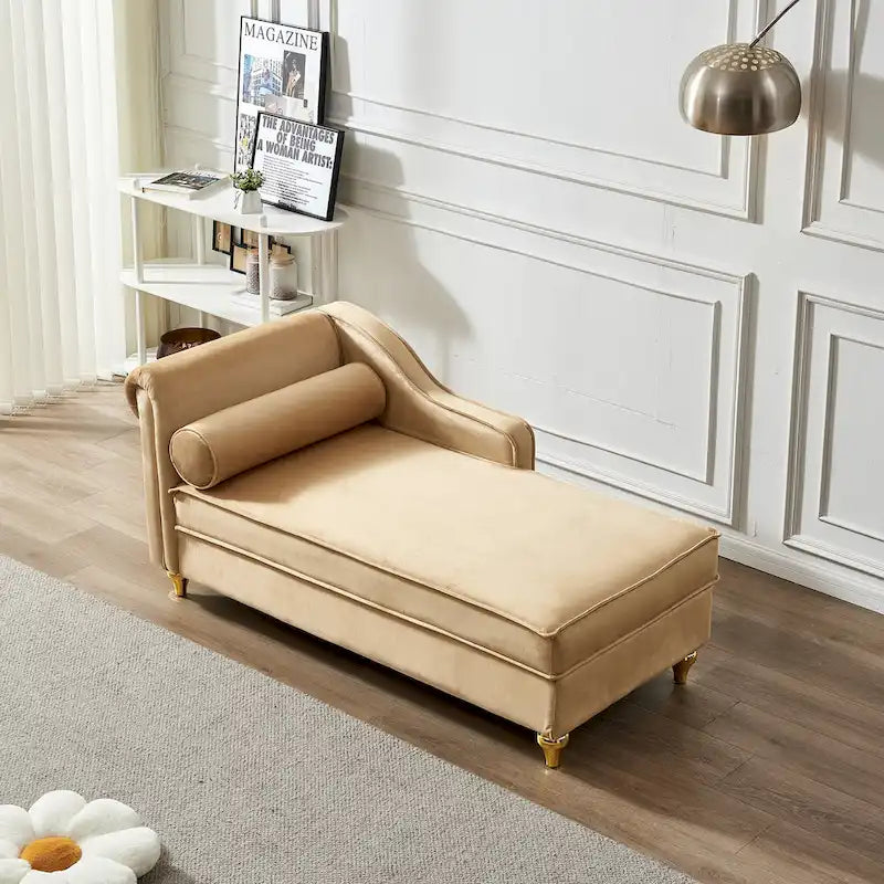 Chaise longue moderne rembourrée en velours avec rangement
