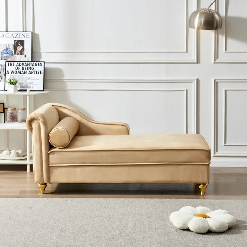 Chaise longue moderne rembourrée en velours avec rangement