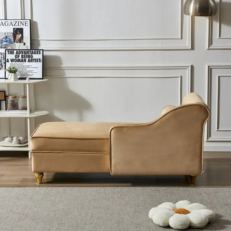 Chaise longue moderne rembourrée en velours avec rangement
