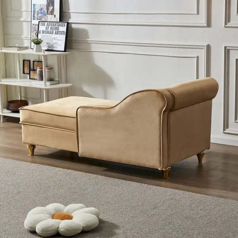 Chaise longue moderne rembourrée en velours avec rangement