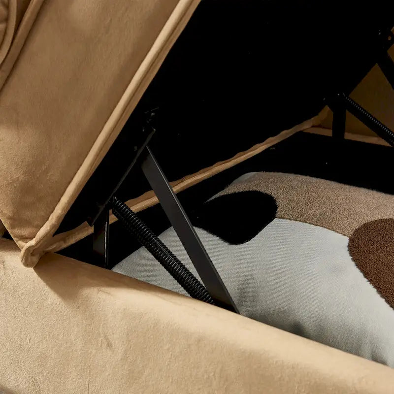 Chaise longue moderne rembourrée en velours avec rangement