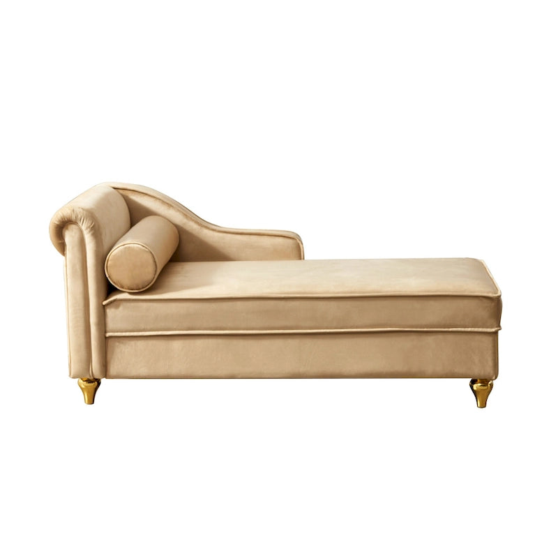 Chaise longue moderne rembourrée en velours avec rangement