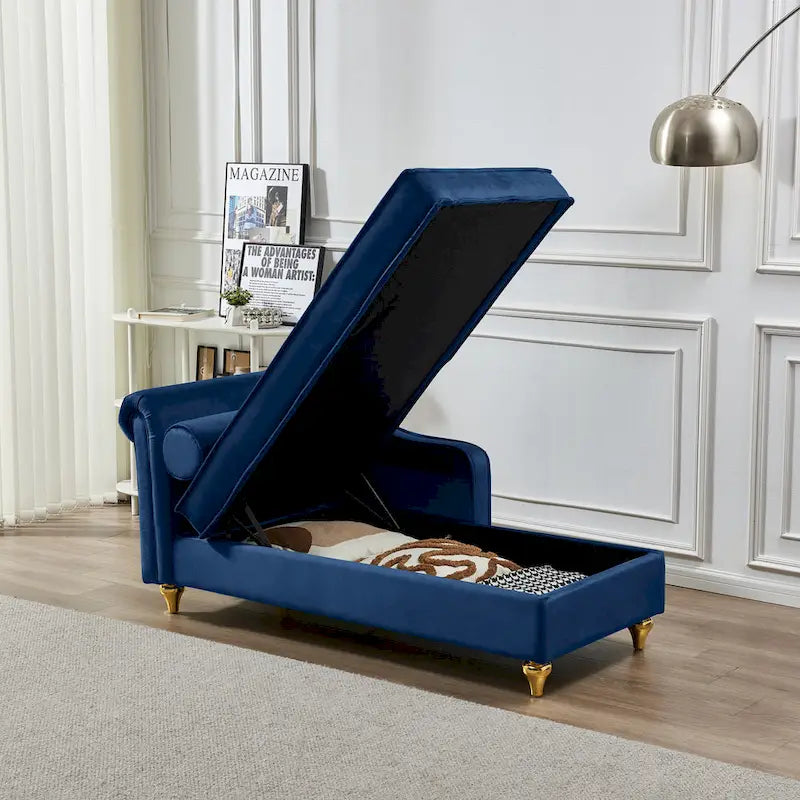 Chaise longue moderne rembourrée en velours avec rangement