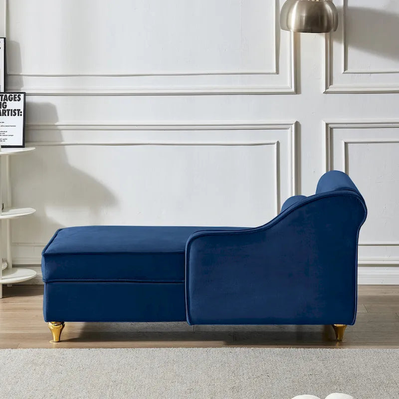 Chaise longue moderne rembourrée en velours avec rangement