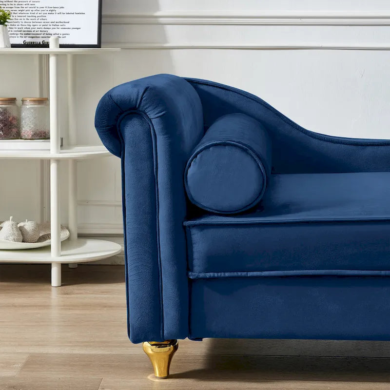 Chaise longue moderne rembourrée en velours avec rangement