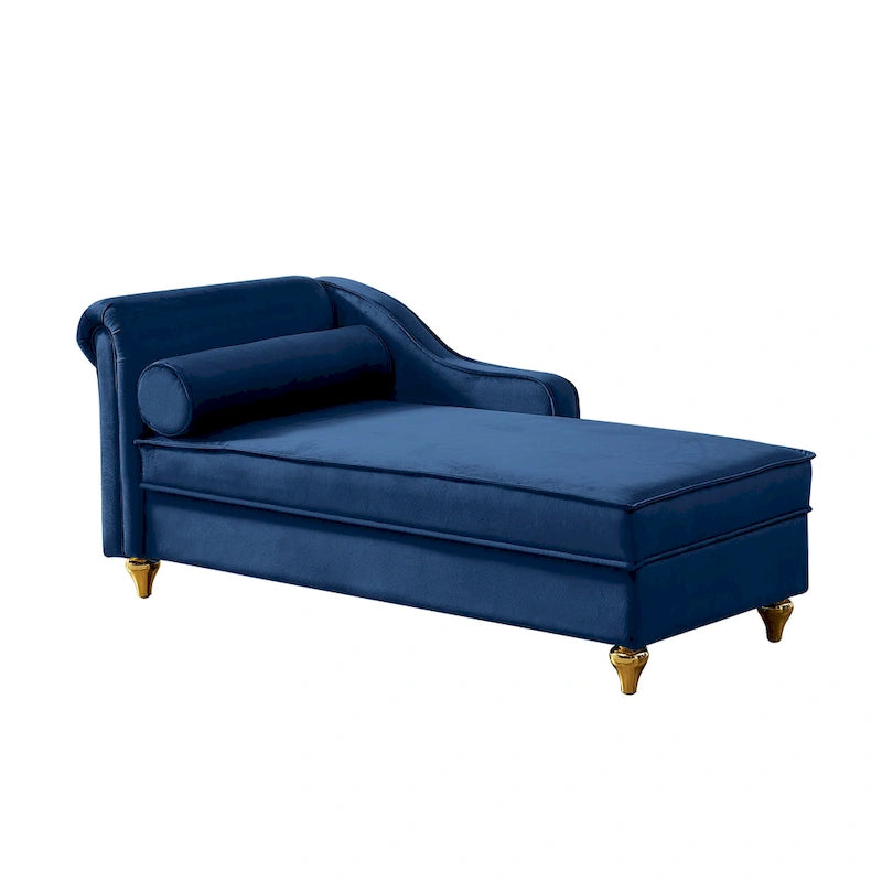 Chaise longue moderne rembourrée en velours avec rangement