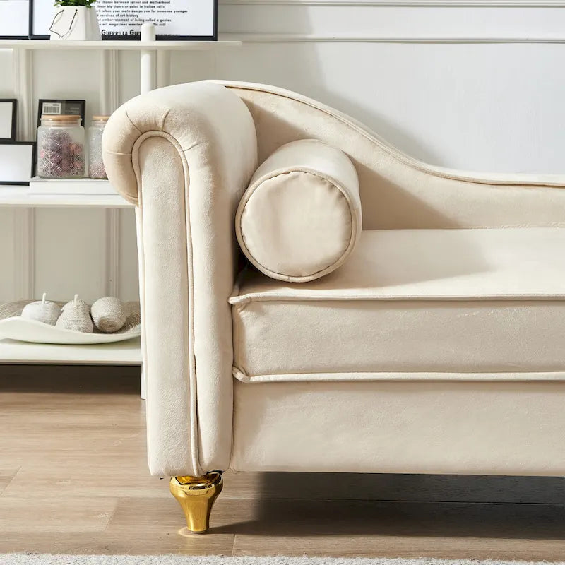 Chaise longue moderne rembourrée en velours avec rangement