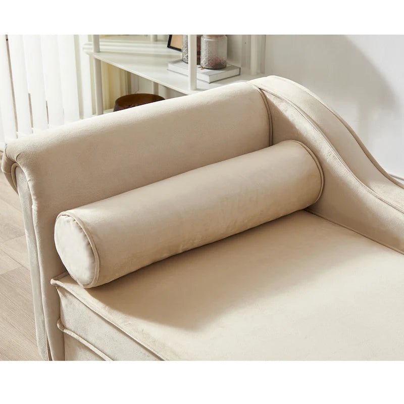 Chaise longue moderne rembourrée en velours avec rangement