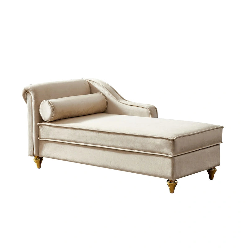 Chaise longue moderne rembourrée en velours avec rangement